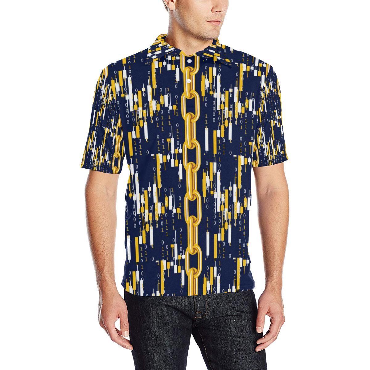 Cryptocurrency Chain Pattern Print Design 03 Men Polo Shirt Cryptocurrency Chain Pattern Print Design 03 Men Polo Shirt