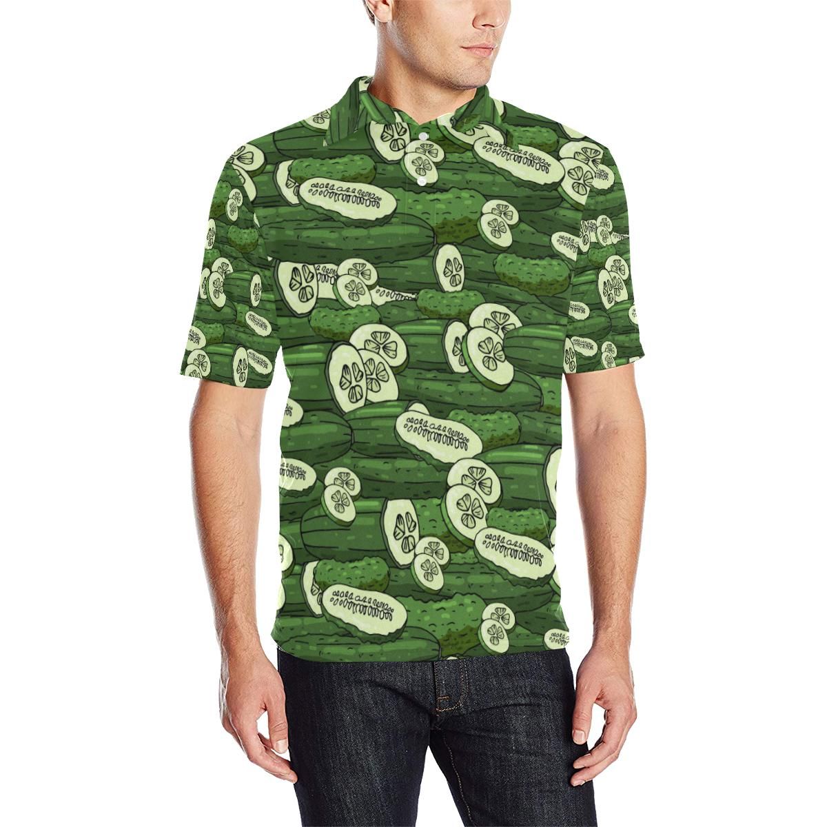 Cucumber Pattern Print Design Cc01 Men Polo Shirt Cucumber Pattern Print Design Cc01 Men Polo Shirt