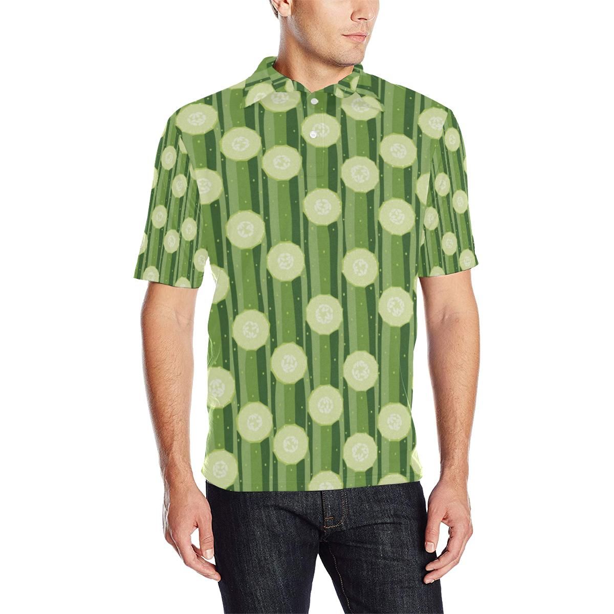 Cucumber Pattern Print Design Cc03 Men Polo Shirt Cucumber Pattern Print Design Cc03 Men Polo Shirt