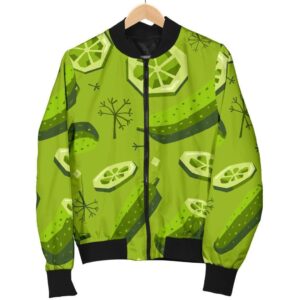 Cucumber Pickle Pattern Print Women Casual Bomber Jacket