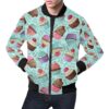 Cupcake Blue Pattern Print Mens Bomber Jacket