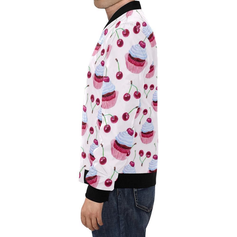 Cupcake-Cherry-Pattern-Print-Mens-Bomber-Jacket-1