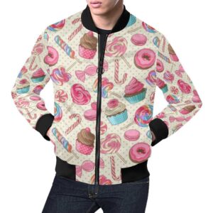 Cupcake Dessert Pattern Print Mens Bomber Jacket