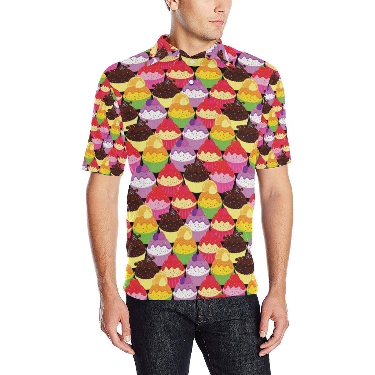 Cupcake Pattern Print Design Cp02 Men Polo Shirt Cupcake Pattern Print Design Cp02 Men Polo Shirt