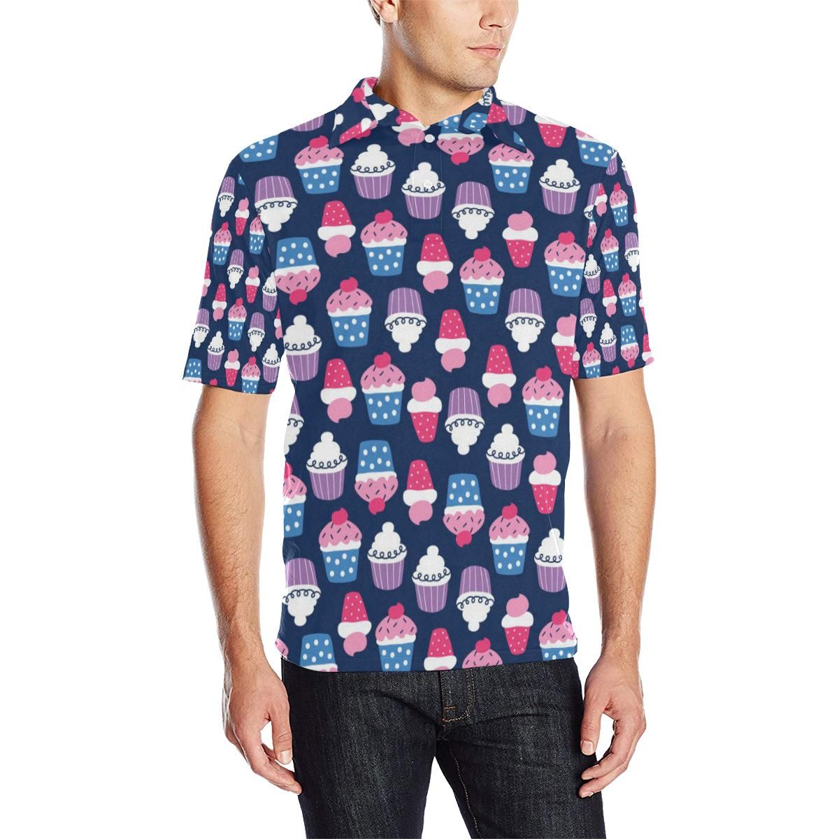 Cupcake Pattern Print Design Cp04 Men Polo Shirt Cupcake Pattern Print Design Cp04 Men Polo Shirt