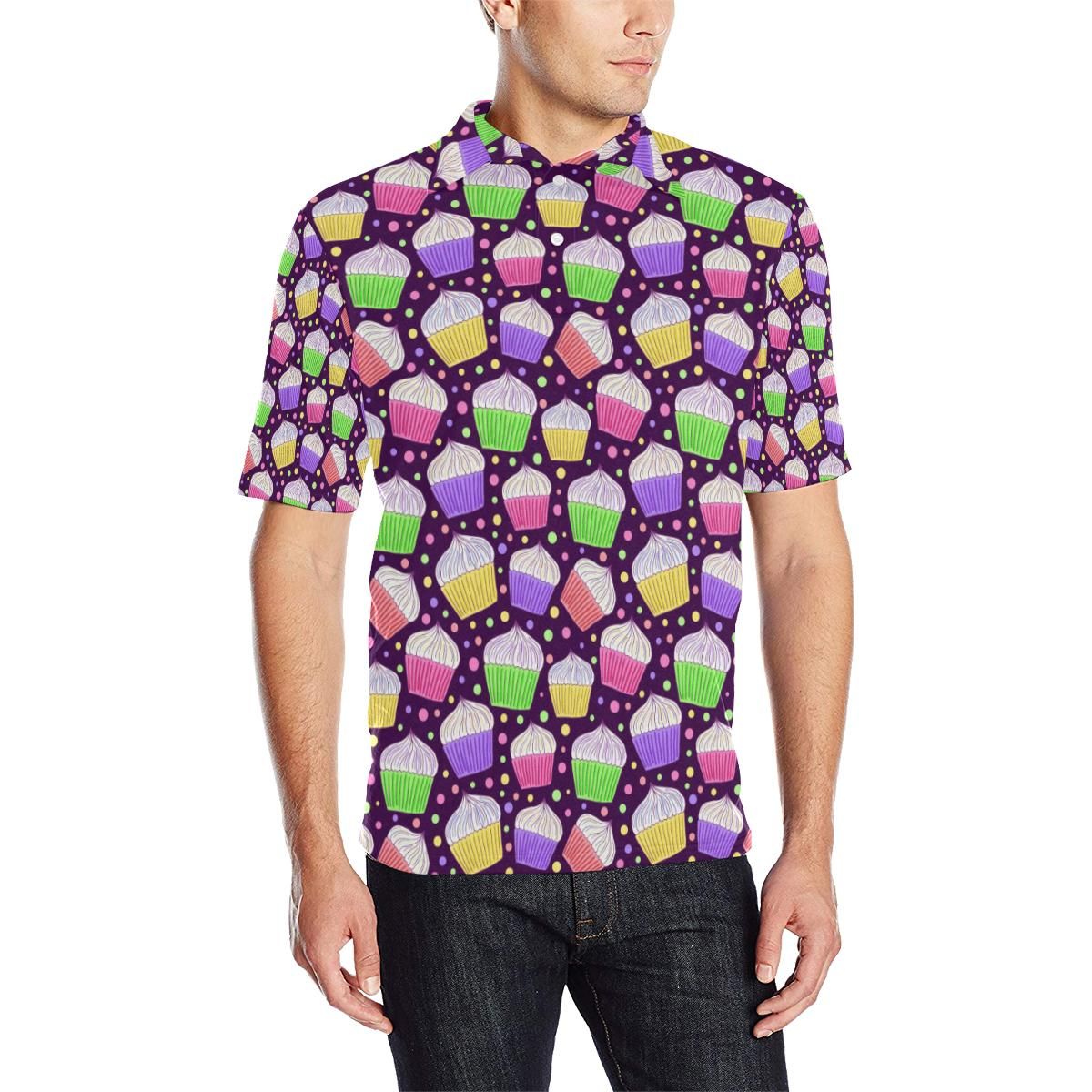 Cupcake Pattern Print Design Cp07 Men Polo Shirt Cupcake Pattern Print Design Cp07 Men Polo Shirt