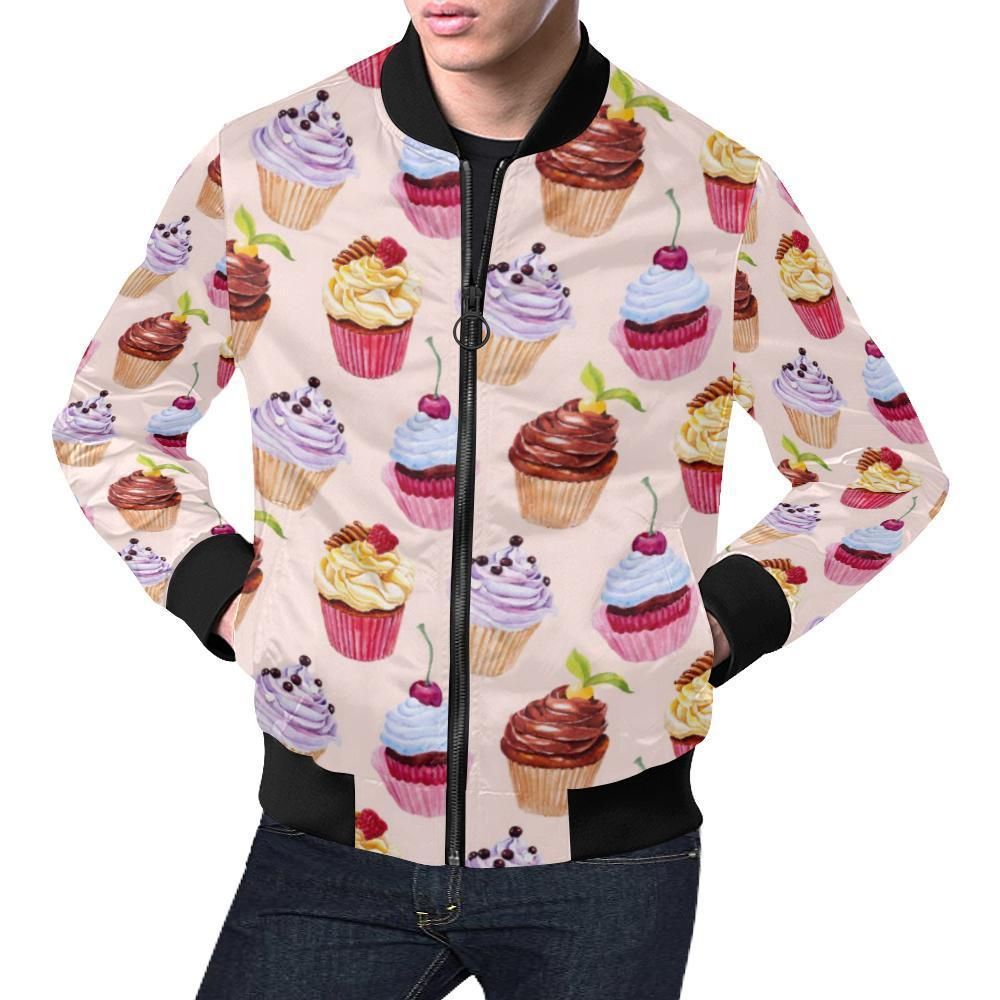 Cupcake Pink Pattern Print Mens Bomber Jacket Cupcake Pink Pattern Print Mens Bomber Jacket
