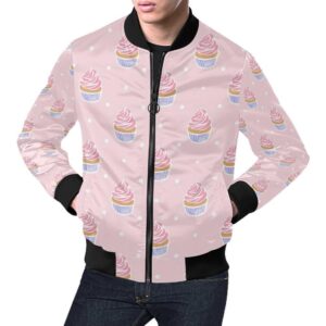 Cupcake Polka Dot Pattern Print Mens Bomber Jacket