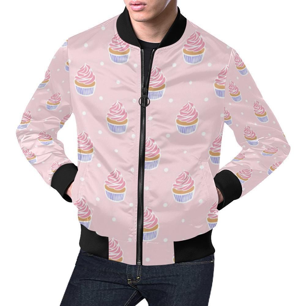Cupcake Polka Dot Pattern Print Mens Bomber Jacket Cupcake Polka Dot Pattern Print Mens Bomber Jacket