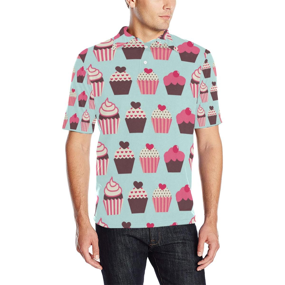 Cupcake Print Pattern Men Polo Shirt Cupcake Print Pattern Men Polo Shirt