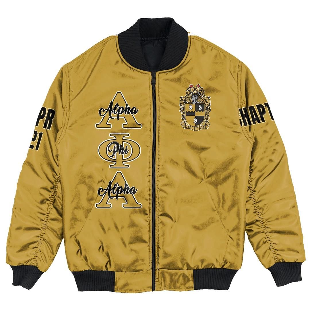 (Custom) Africa Zone Jacket - Alpha Phi Alpha (Gold) Bomber Jackets A31 Bomber Jacket (Custom) Africa Zone Jacket - Alpha Phi Alpha (Gold) Bomber Jackets A31 Bomber Jacket