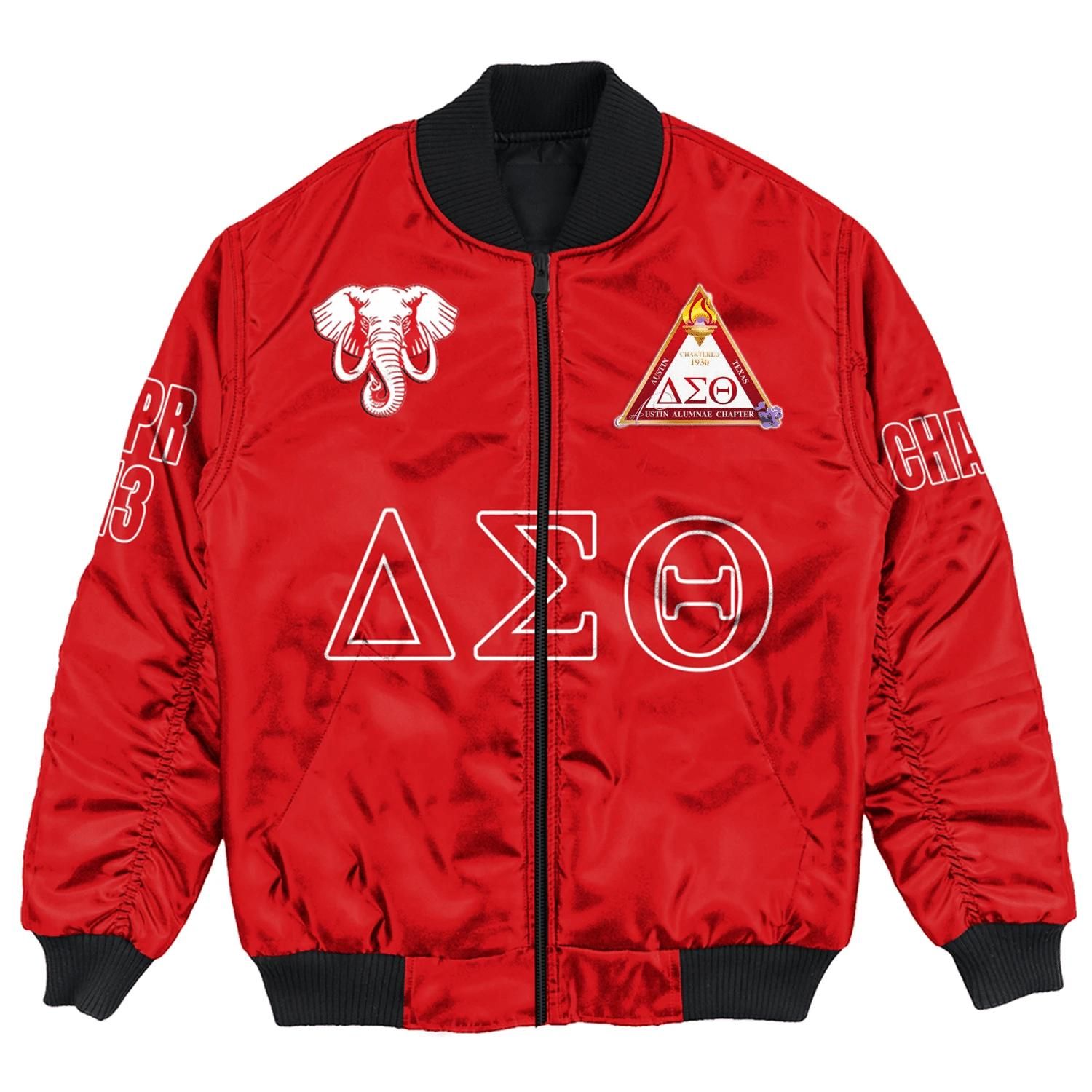 (Custom) Africa Zone Jacket - Austin Alumnae Chapter Bomber Jackets A31 Bomber Jacket (Custom) Africa Zone Jacket - Austin Alumnae Chapter Bomber Jackets A31 Bomber Jacket