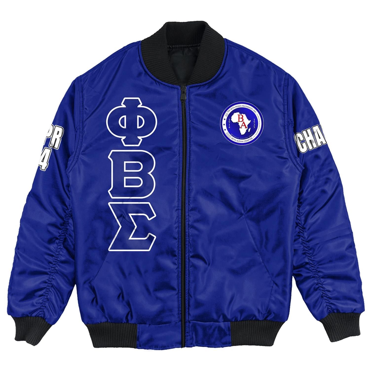 (Custom) Africa Zone Jacket - Beta Alpha Chapter Bomber Jackets A31 Bomber Jacket (Custom) Africa Zone Jacket - Beta Alpha Chapter Bomber Jackets A31 Bomber Jacket