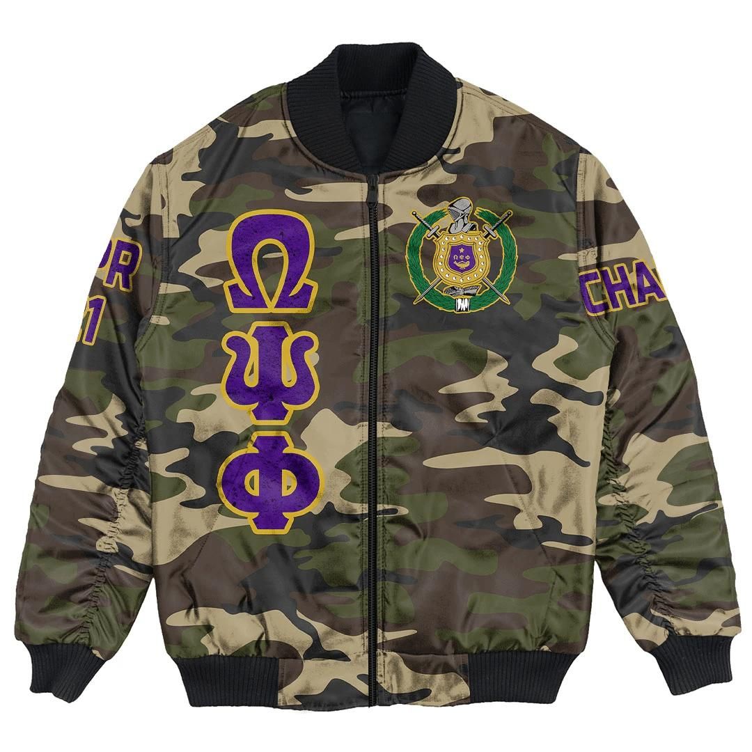 (Custom) Africa Zone Jacket - Omega Psi Phi Camouflage Bomber Jackets A31 Bomber Jacket (Custom) Africa Zone Jacket - Omega Psi Phi Camouflage Bomber Jackets A31 Bomber Jacket