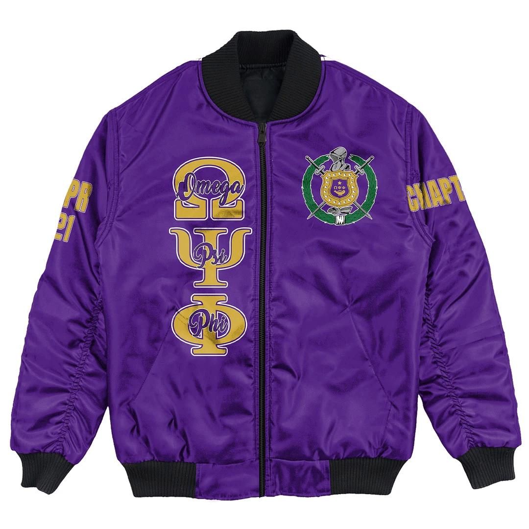 (Custom) Africa Zone Jacket - Omega Psi Phi (Purple) Bomber Jackets A31 Bomber Jacket (Custom) Africa Zone Jacket - Omega Psi Phi (Purple) Bomber Jackets A31 Bomber Jacket
