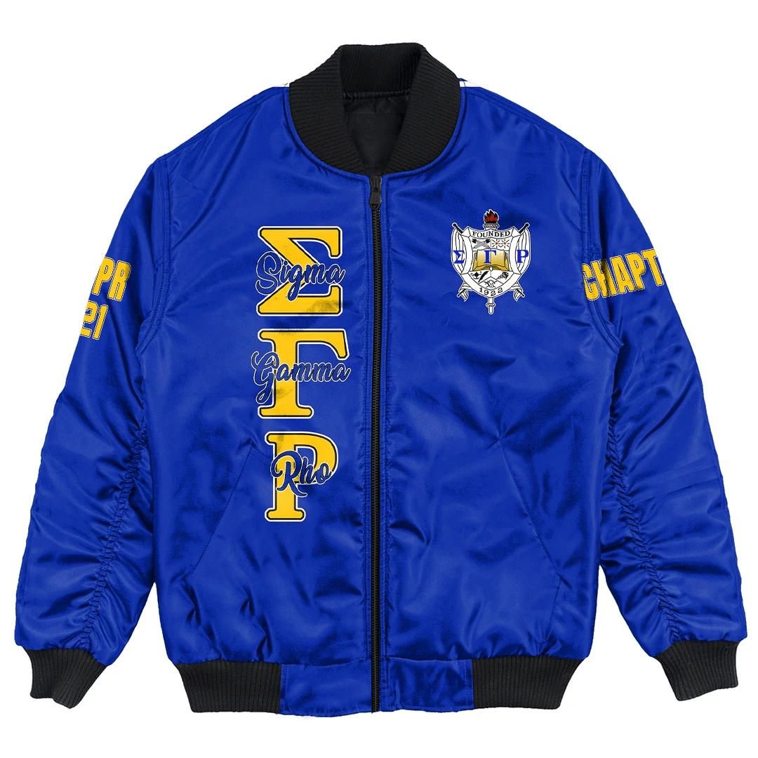 (Custom) Africa Zone Jacket - Sigma Gamma Rho (Blue) Bomber Jackets A31 Bomber Jacket (Custom) Africa Zone Jacket - Sigma Gamma Rho (Blue) Bomber Jackets A31 Bomber Jacket