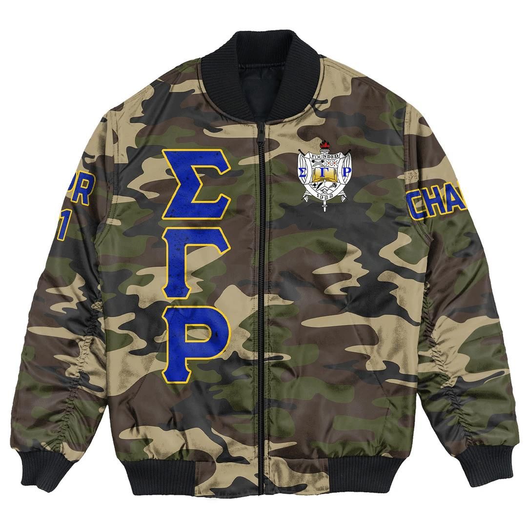(Custom) Africa Zone Jacket - Sigma Gamma Rho Camouflage Bomber Jackets A31 Bomber Jacket (Custom) Africa Zone Jacket - Sigma Gamma Rho Camouflage Bomber Jackets A31 Bomber Jacket