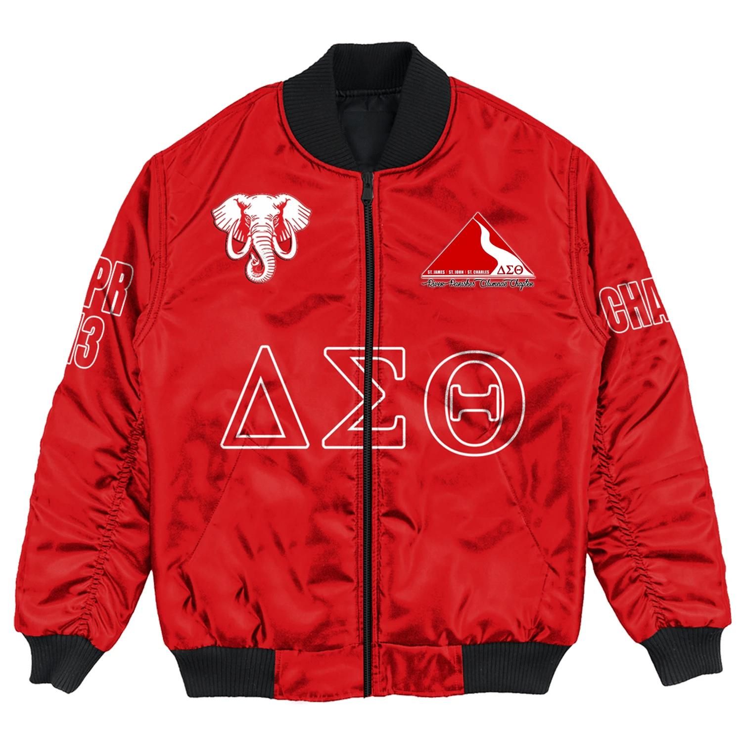 (Custom) Africa Zone Jacket - The River Parishes Alumnae Chapter Bomber Jackets A31 Bomber Jacket (Custom) Africa Zone Jacket - The River Parishes Alumnae Chapter Bomber Jackets A31 Bomber Jacket