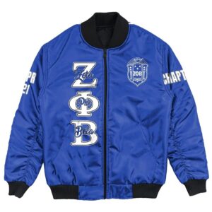 (Custom) Africa Zone Jacket - Zeta Phi Beta (Blue) Bomber Jackets A31 Bomber Jacket