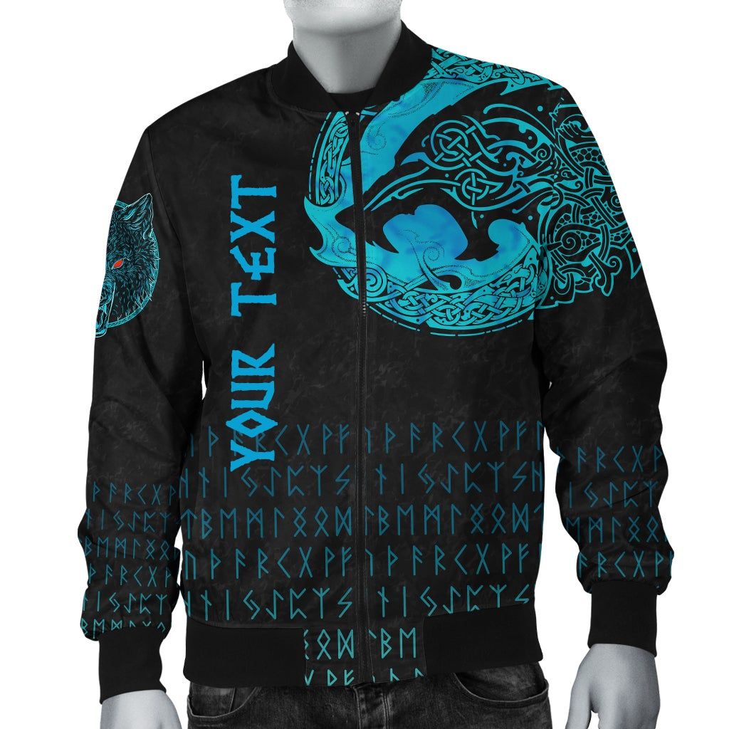 (Custom) Bomber Jacket - Fenrir Wolf Cyan A31 Bomber Jacket (Custom) Bomber Jacket - Fenrir Wolf Cyan A31 Bomber Jacket