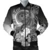 [Custom] Chuuk Men's Bomber Jacket - Humpback Whale with Tropical Flowers (White)- BN18 Bomber Jacket