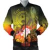 [Custom] Chuuk Men's Bomber Jacket - Humpback Whale with Tropical Flowers (Yellow)- BN18 Bomber Jacket