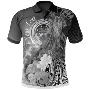 [Custom] Fsm Polo Shirt - Humpback Whale with Tropical Flowers (White) - BN18