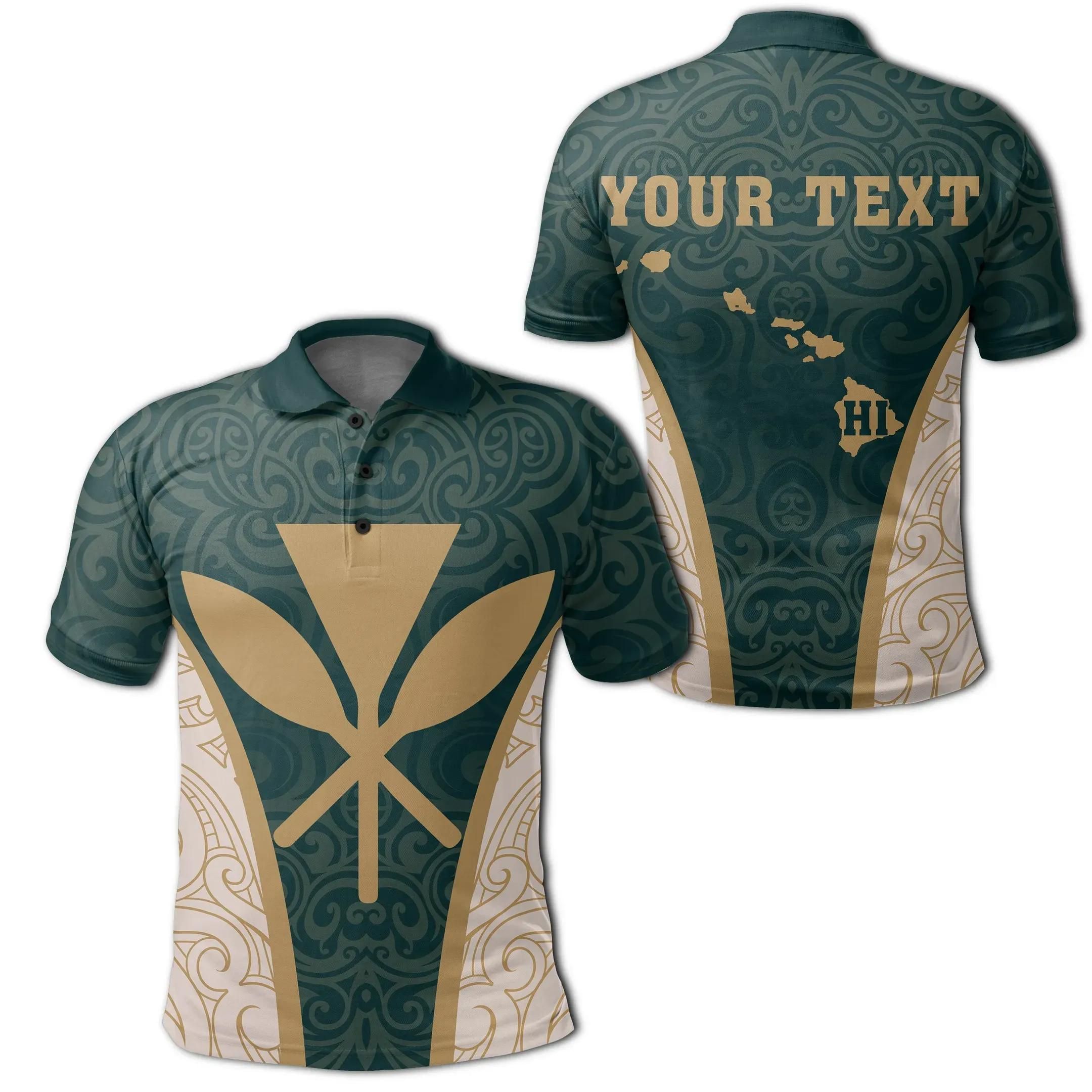 (Custom) Hawaii Kanaka Map Polo Shirt - James Style - Green - AH - J6 (Custom) Hawaii Kanaka Map Polo Shirt - James Style - Green - AH - J6