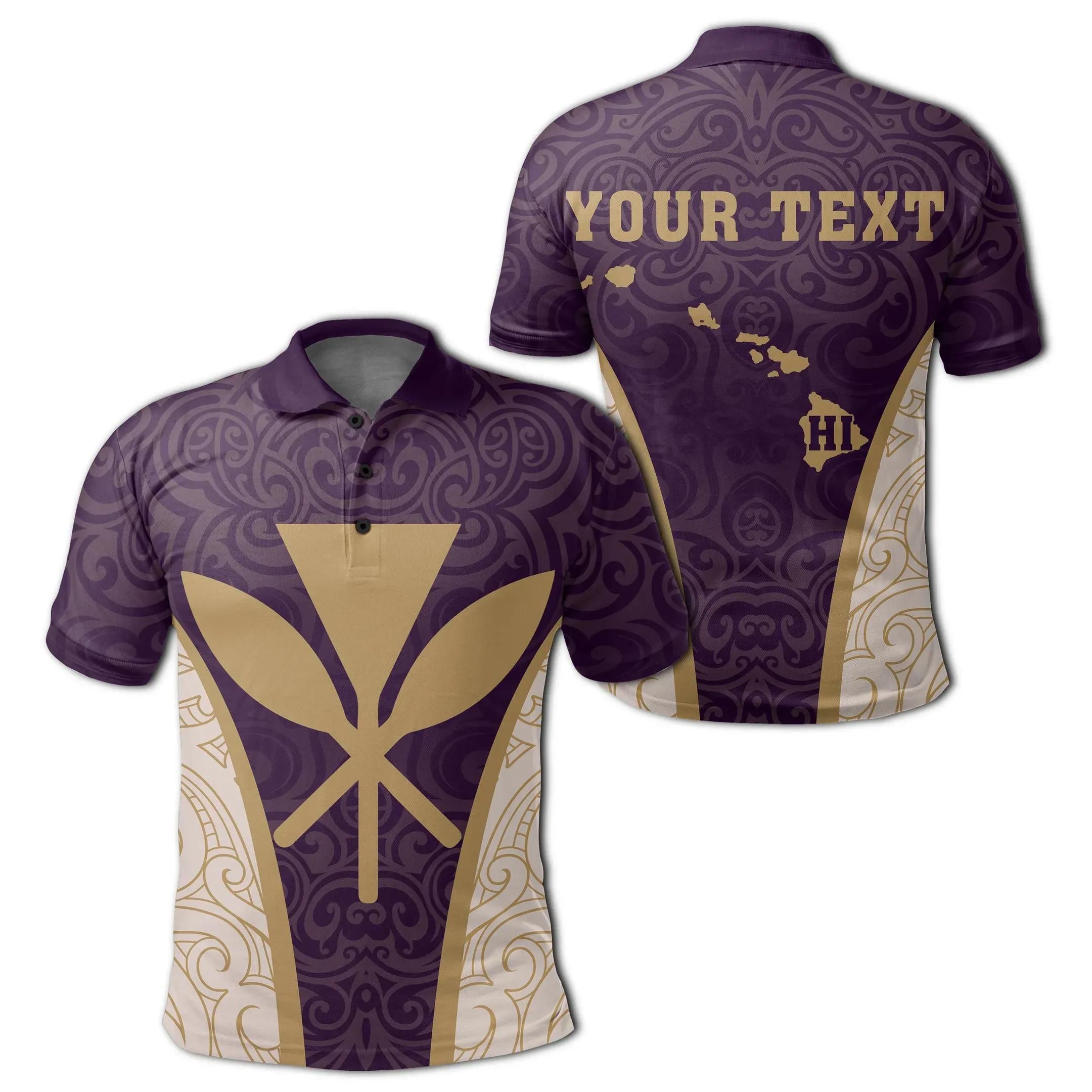 (Custom) Hawaii Kanaka Map Polo Shirt - James Style - Purple - AH - J6 (Custom) Hawaii Kanaka Map Polo Shirt - James Style - Purple - AH - J6