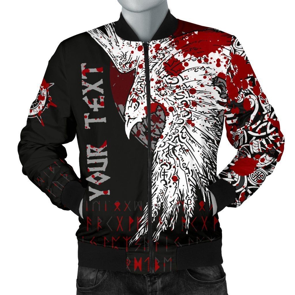 Custom Men's Bomber Jacket - Mystical Raven Tattoo Blood A31 Bomber Jacket Custom Men's Bomber Jacket - Mystical Raven Tattoo Blood A31 Bomber Jacket