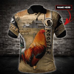 Custom Name Strong Rooster In Farm Polo Shirt