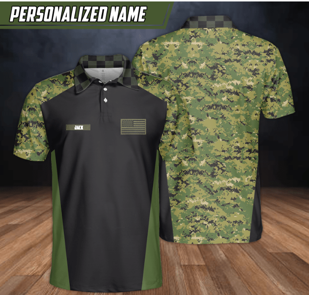 Custom Name Us Army Camo Pattern Polo Shirt Custom Name Us Army Camo Pattern Polo Shirt