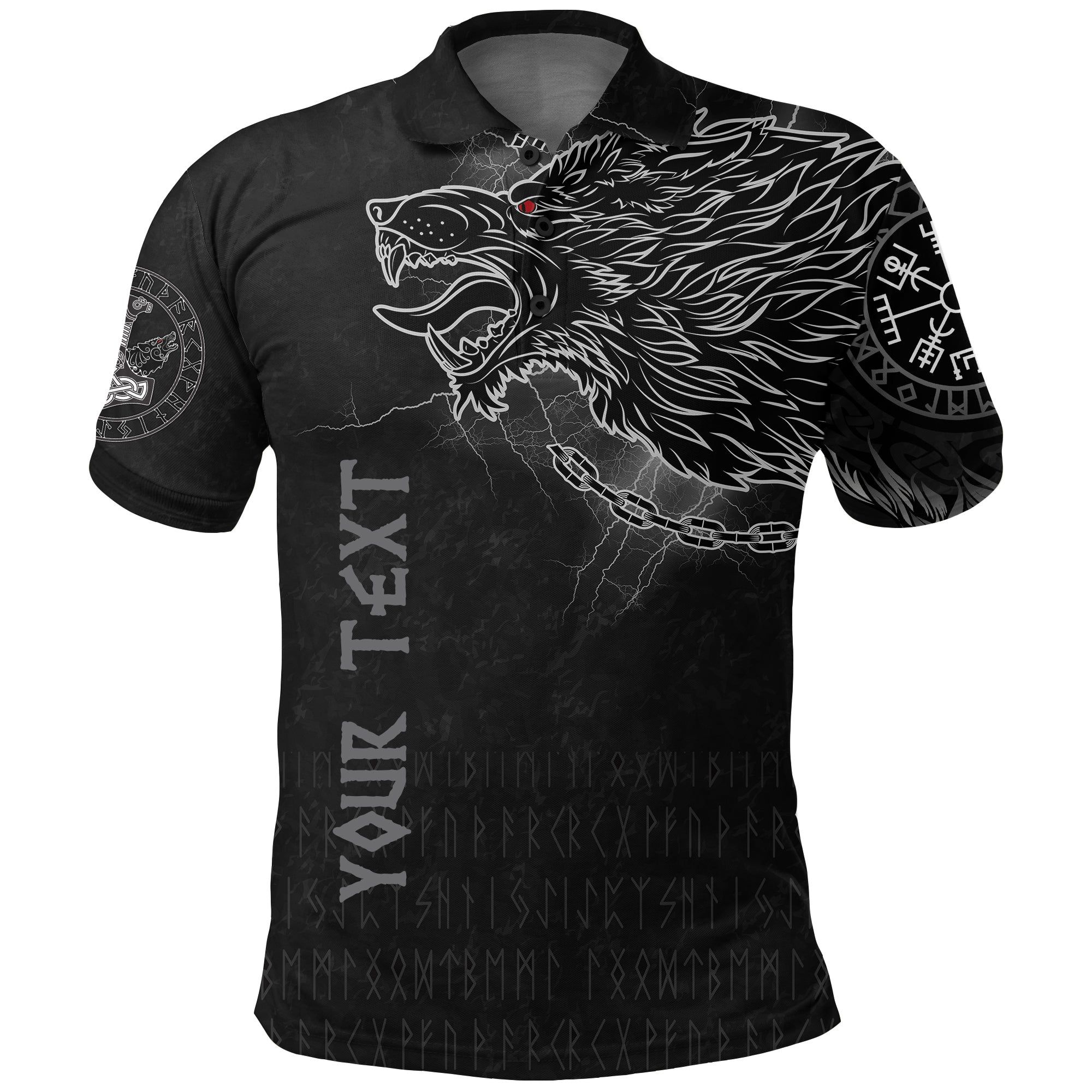 (Custom) Polo Shirt - Fenrir Norse Wolf Thunderstorm A31 (Custom) Polo Shirt - Fenrir Norse Wolf Thunderstorm A31