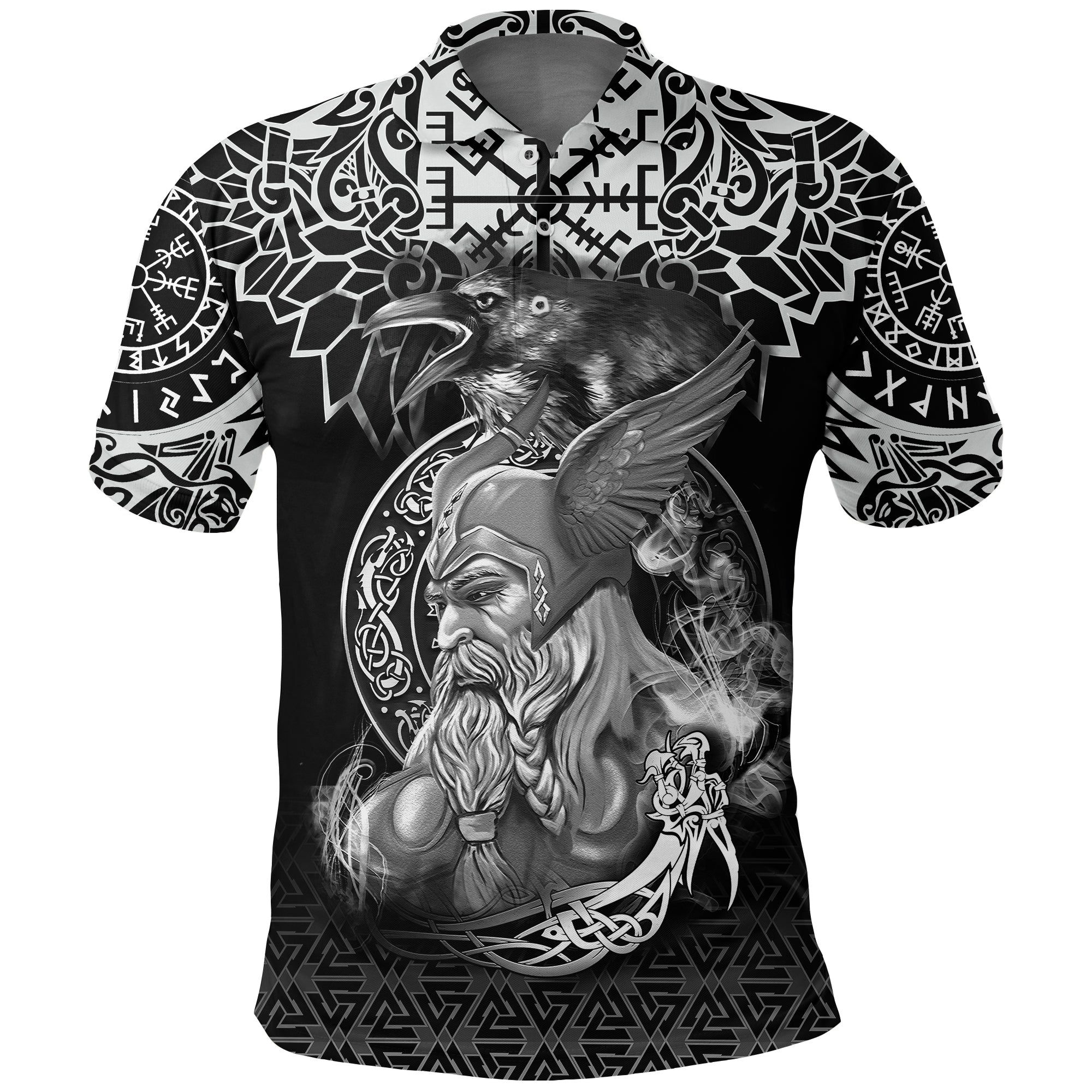 (Custom) Polo Shirt - Odin And Raven Tattoo A31 (Custom) Polo Shirt - Odin And Raven Tattoo A31