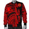 (Custom) Polynesian Guinea Men's Bomber Jacket - Moana Maui Tattoo With Coat Of Arm Guinea Red - BN17 Bomber Jacket