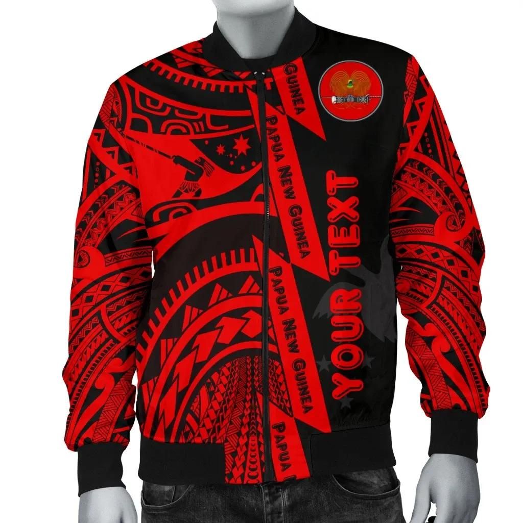 (Custom) Polynesian Guinea Men's Bomber Jacket - Moana Maui Tattoo With Coat Of Arm Guinea Red - BN17 Bomber Jacket (Custom) Polynesian Guinea Men's Bomber Jacket - Moana Maui Tattoo With Coat Of Arm Guinea Red - BN17 Bomber Jacket