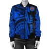 (Custom) Polynesian Guinea Women's Bomber Jacket - Moana Maui Tattoo With Coat Of Arm Guinea Blue - BN17 Bomber Jacket