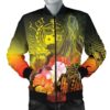 [Custom] Samoa Men's Bomber Jacket- Humpback Whale with Tropical Flowers (Yellow)- BN18 Bomber Jacket