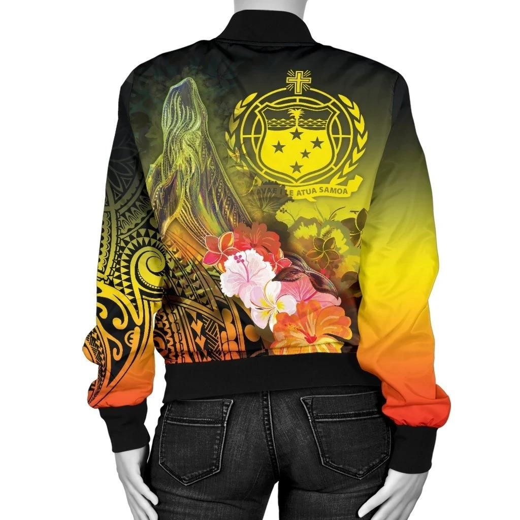 Custom-Samoa-Womens-Bomber-Jacket-Humpback-Whale-with-Tropical-Flowers-Yellow-BN18-Bomber-Jacket-1
