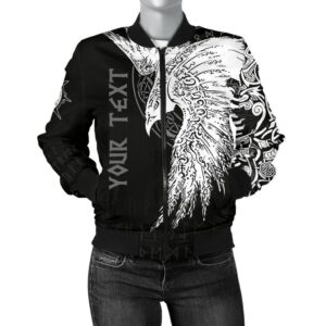 Custom Women's Bomber Jacket Mystical Raven Tattoo Special A31 Bomber Jacket