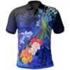 [Custom] Yap Polo Shirt - Humpback Whale with Tropical Flowers (Blue)- BN18