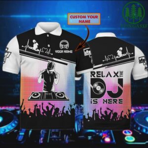 Custom name the DJ is here hologram Polo Shirt