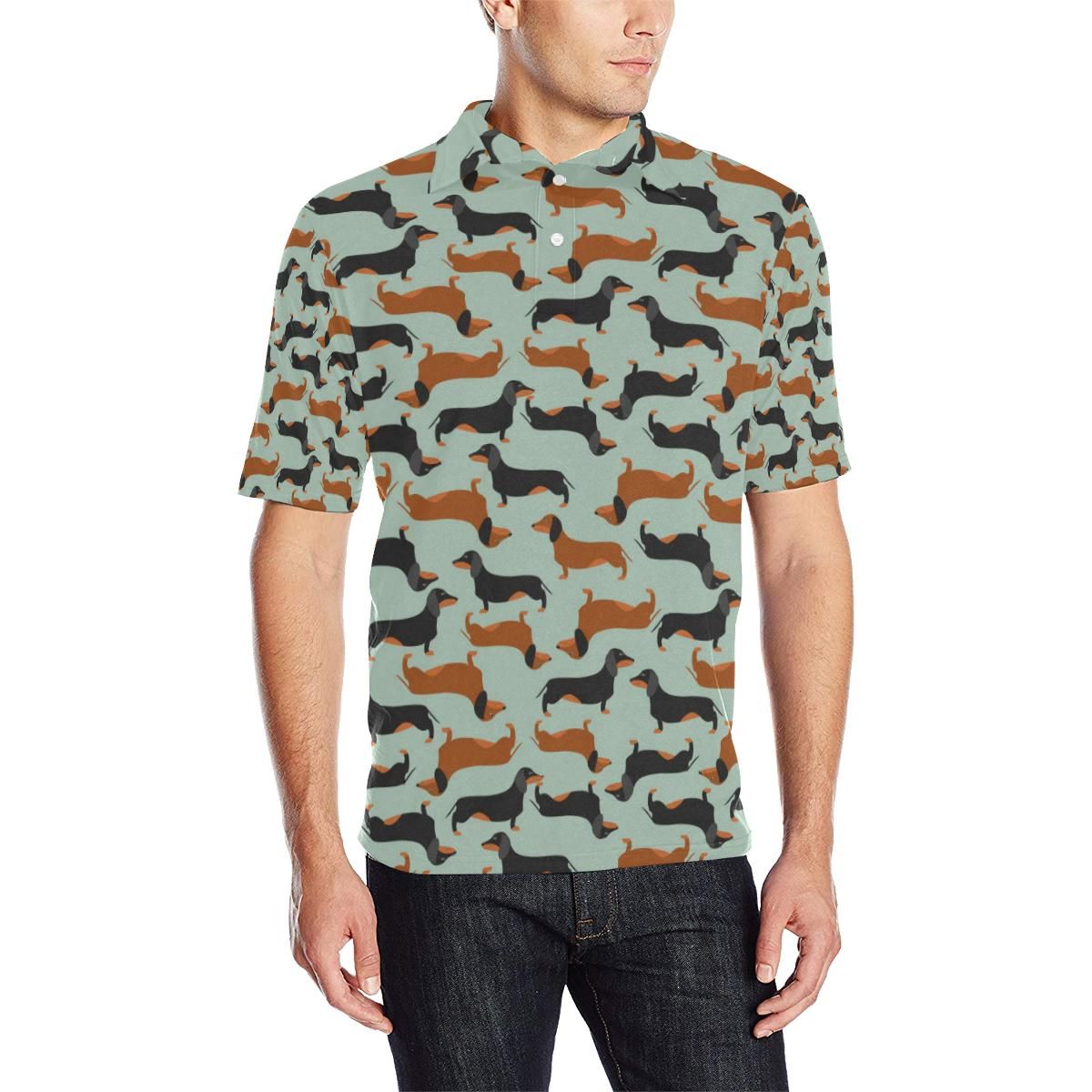 Dachshund Cute Print Pattern Men Polo Shirt Dachshund Cute Print Pattern Men Polo Shirt
