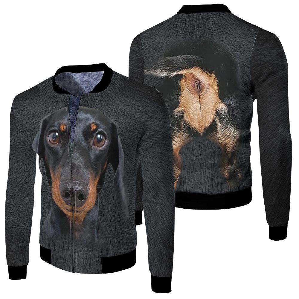 Dachshund Face And Back Cute 3D Bomber Jacket Dachshund Face And Back Cute 3D Bomber Jacket