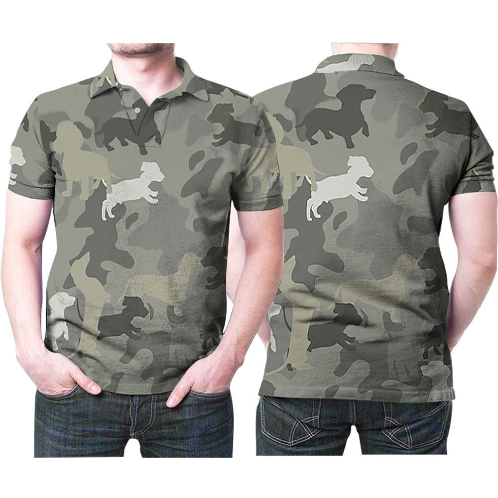 Dachshund Pattern Camouflage Style For Dog Lover 3D 3D Printed Polo Shirt Dachshund Pattern Camouflage Style For Dog Lover 3D 3D Printed Polo Shirt