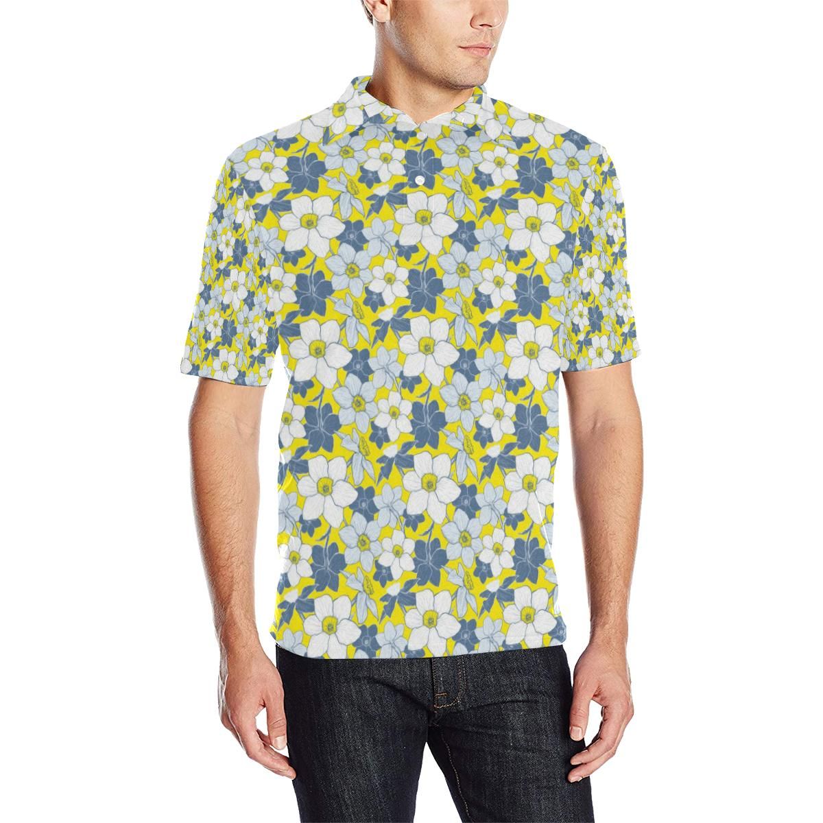 Daffodils Pattern Print Design 01 Men Polo Shirt Daffodils Pattern Print Design 01 Men Polo Shirt