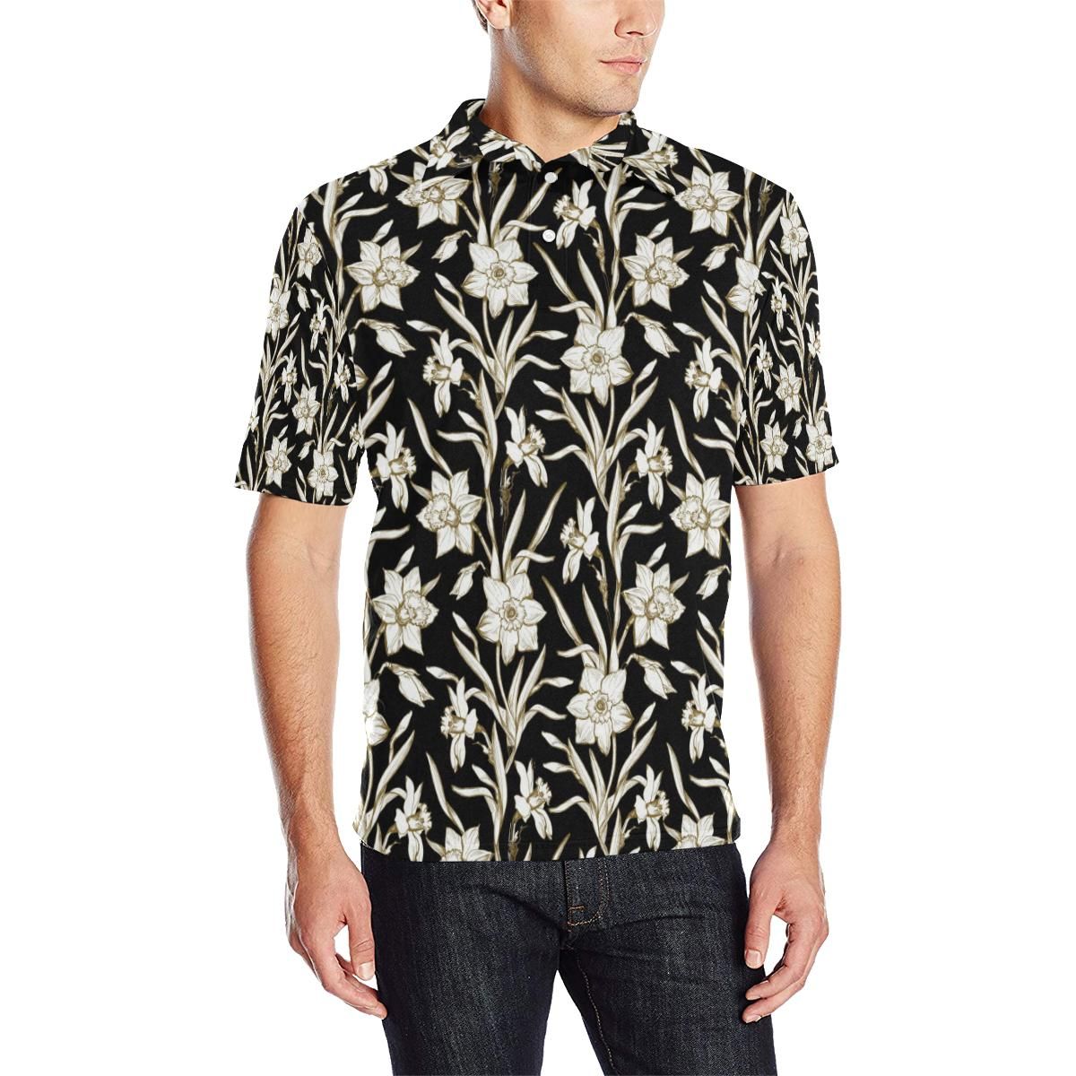 Daffodils Pattern Print Design Df06 Men Polo Shirt Daffodils Pattern Print Design Df06 Men Polo Shirt