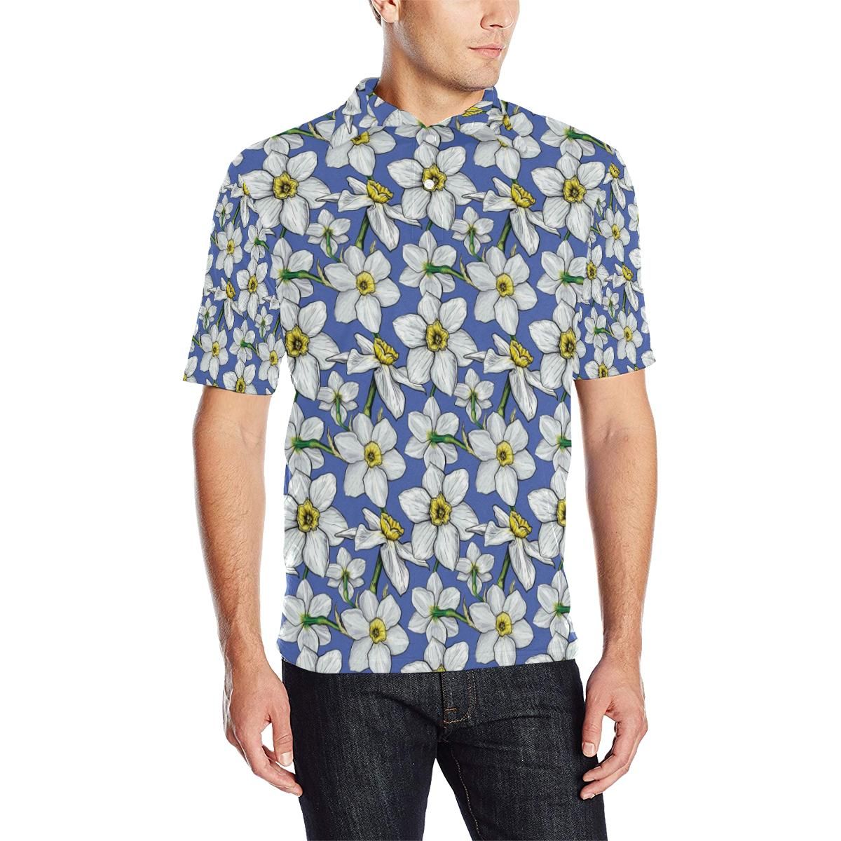Daffodils Pattern Print Design Df08 Men Polo Shirt Daffodils Pattern Print Design Df08 Men Polo Shirt