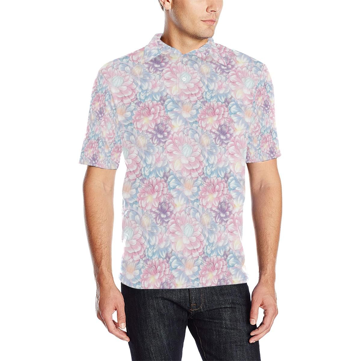 Dahlia Pattern Print Design 01 Men Polo Shirt Dahlia Pattern Print Design 01 Men Polo Shirt