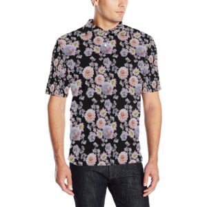 Dahlia Pattern Print Design Dh012 Men Polo Shirt